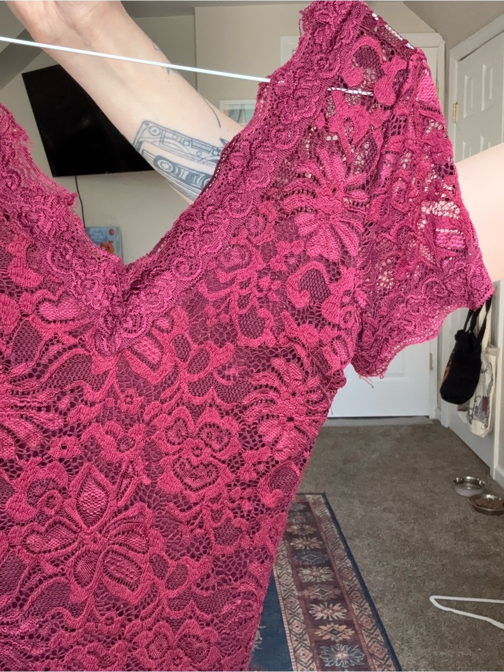 Forever 21 Burgundy Lace Bodysuit